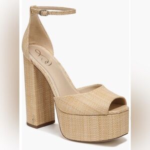 Sam Edelman Kori Peep-Toe Platform Heels Bleached Beachwood Size 11